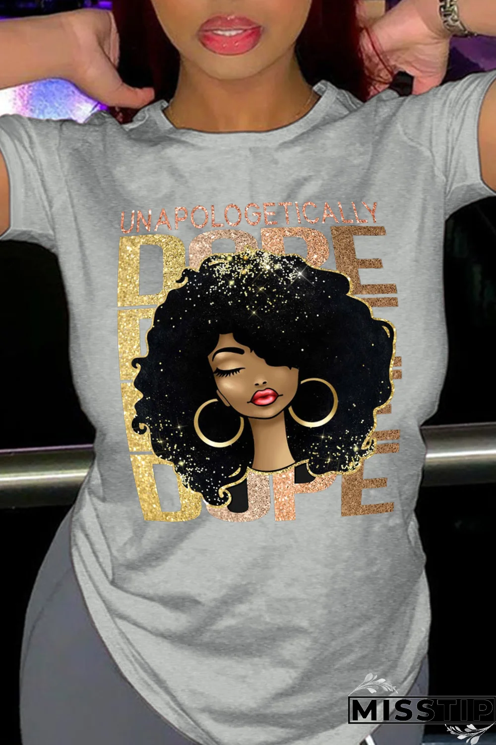 Black Casual Street Print Letter O Neck T-Shirts