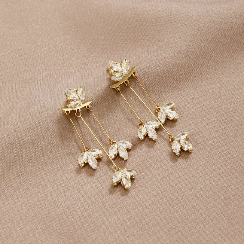 Crystal Tassel leaves Earrings