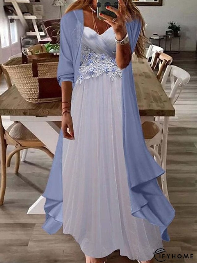 Casual Dress Dress Set Two Piece Dress Long Dress Maxi Dress Purple Brown Green Half Sleeve Flower Print Summer Spring V Neck Fashion Vacation S M L XL XXL 3XL for Women | IFYHOME