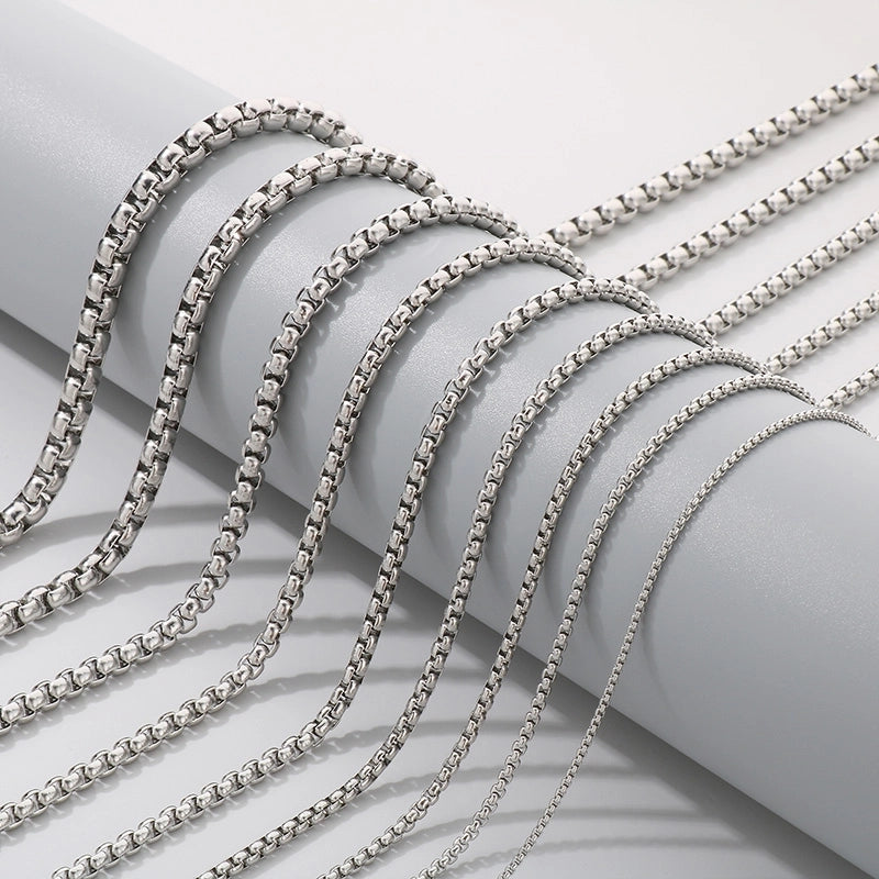 Fashion Classics Square Pearl Chain Men's And Women's Titanium Steel Necklace