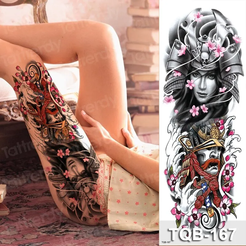 large temporary tattoos women thigh leg tattoo sleeve pattern waterproof tatoo sticker body art sexy tatoo fake water sheet