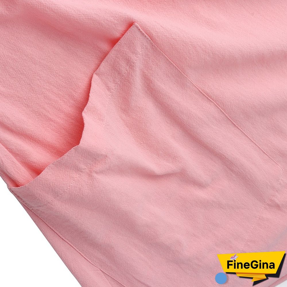 Women V Neck Short Sleeve Dress With Pockets Dress Summer Dress Loose Mid-calf Dress