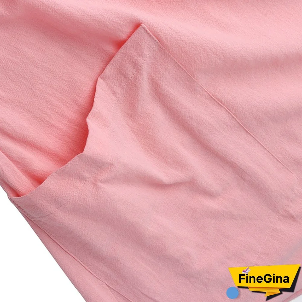 Women V Neck Short Sleeve Dress With Pockets Dress Summer Dress Loose Mid-calf Dress