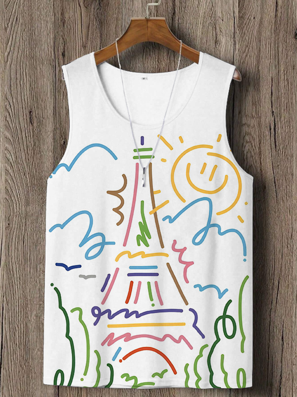 Men's Eiffel Tower Art Print Tank Top