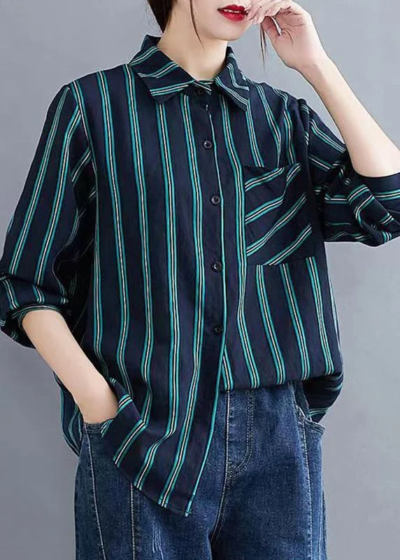 Women Striped Spring DIY Blue Fashion Ideas Top