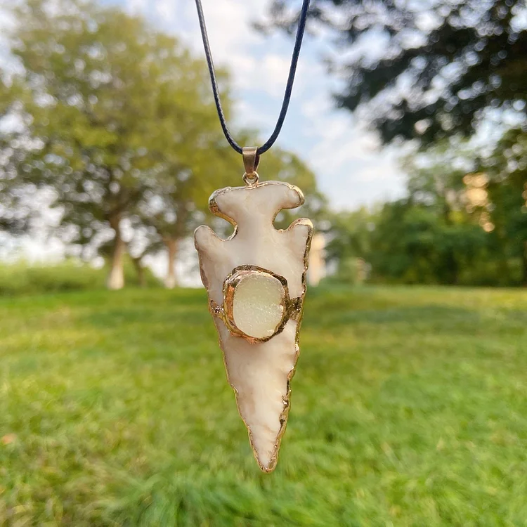 Olivenorma Natural Crystal Anchor Arrow Shield Necklace