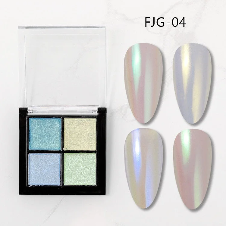 6Colors Laser Holo Aurora Solid Mirror Nail Glitter Powder Nails UV Gel Polish Holographics Pigment Nail Art Decorations-Nail Inspo