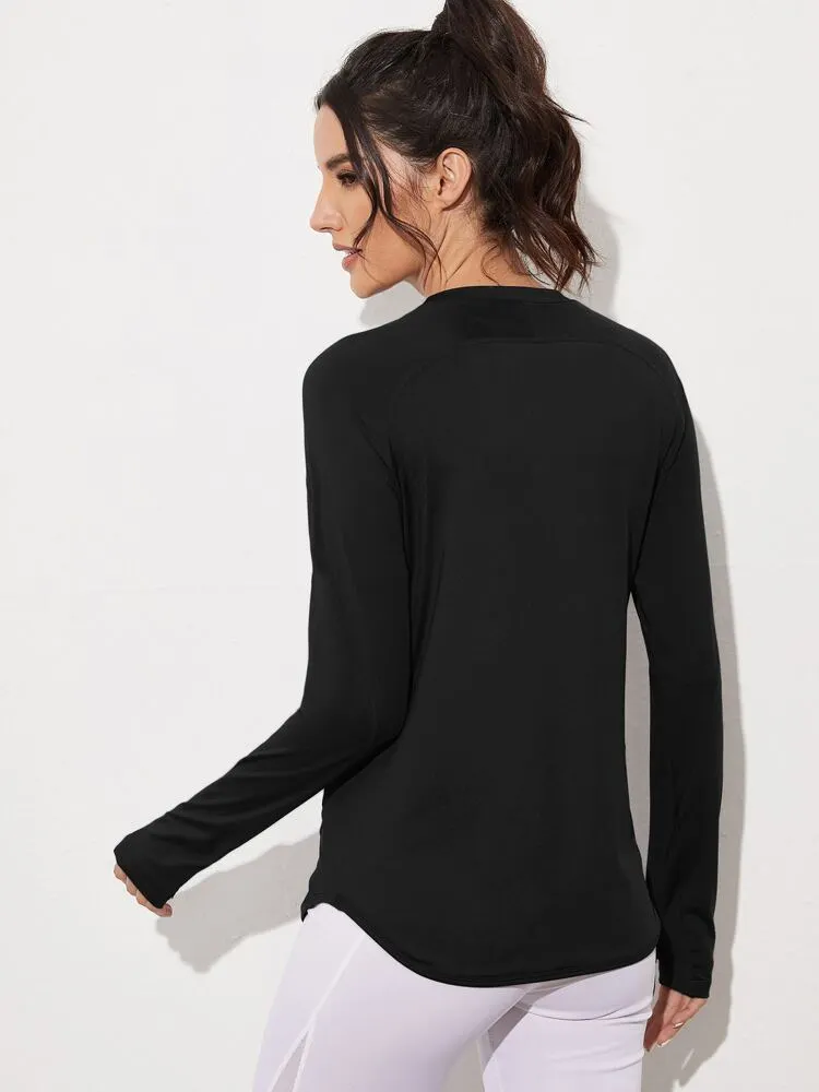 Absorbs Sweat Sports Tee With Thumb Holes