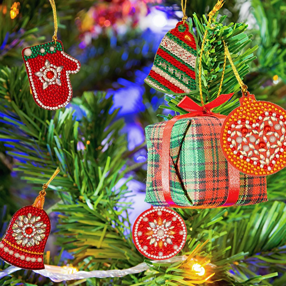 8pcs DIY Diamond Painting XmasTree Pendant (Single Sided)