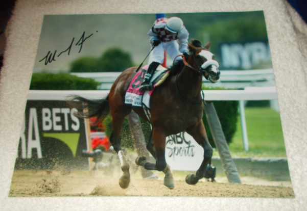 MANNY MANUEL FRANCO Tiz The Law Horse Racing SIGNED Belmont Stakes 8x10 Photo Poster painting