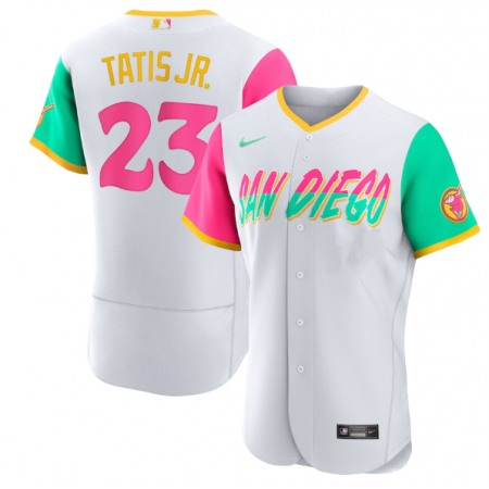 Men's San Diego Padres #23 Fernando Tatis Jr. 2022 White City Connect Flex Base Stitched Baseball Jersey H7F4