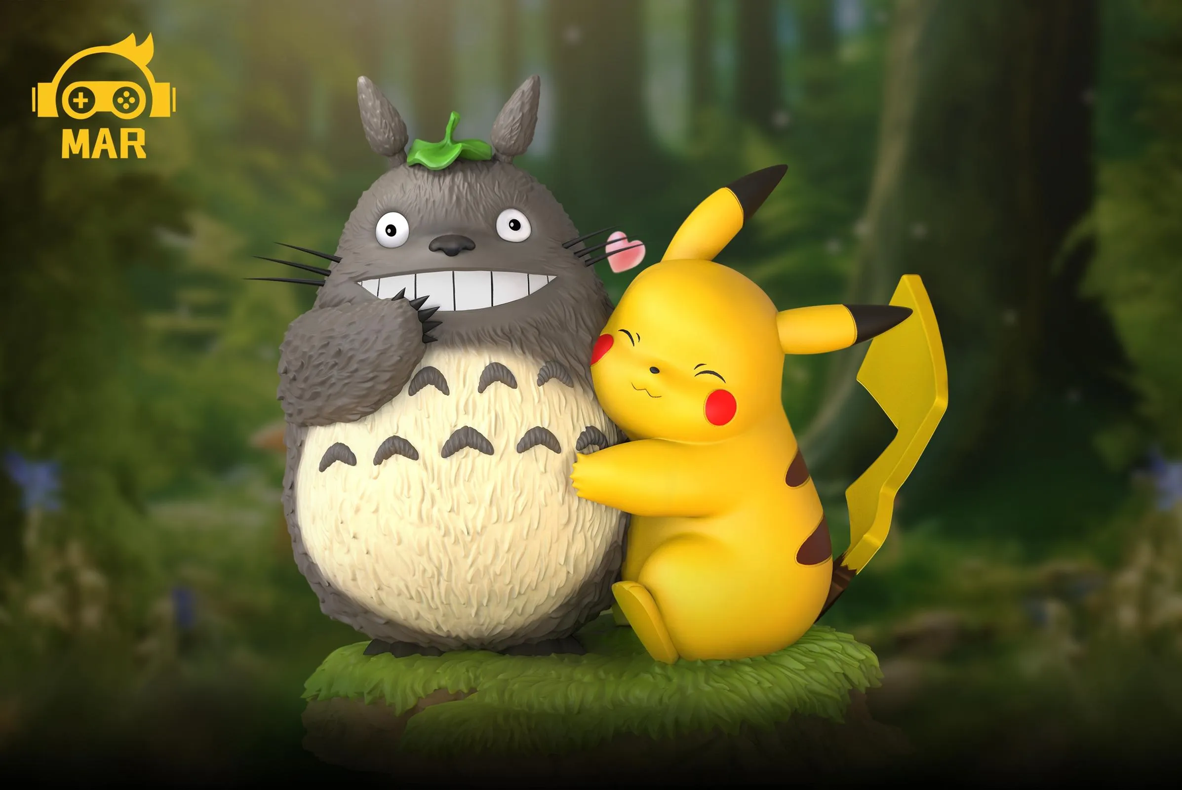 Totoro & Pikachu - My Neighbor Totoro Pokemon Resin Statue - MAR Studio