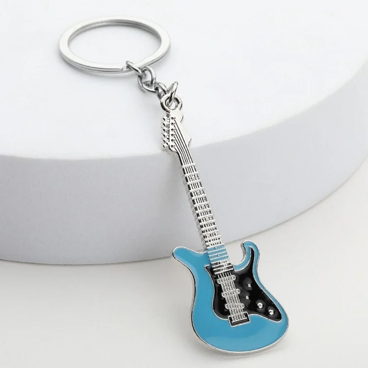 Jungloto Hip Hop Guitar Key Chain Key Chain Colorful Cool Guitar Keyring Metal Creative Musical Instrument Keychain Car Key Ornament