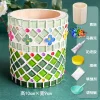 Glass Mosaic Art DIY Kit With Wood Pen Holder Square Crystal Mosaic Supplies Art Kit 