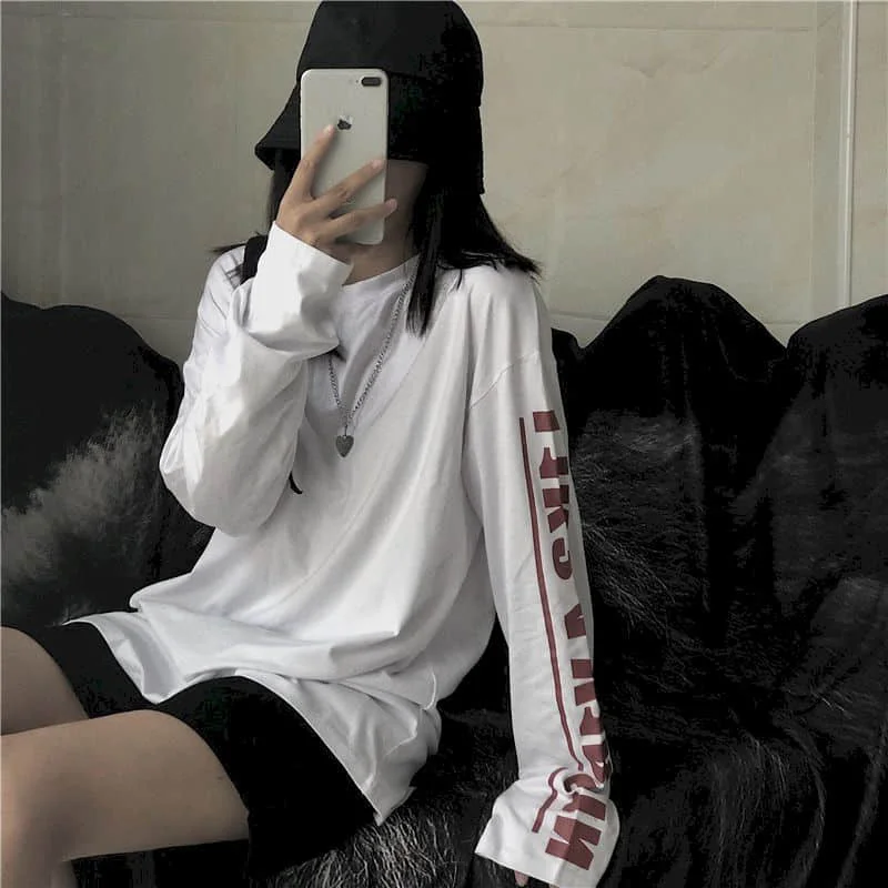 Very Handsome Student BF Style Sweatshirt Female Trend New Loose Korean Autumn Thin Section Long-sleeved Mid-length Top