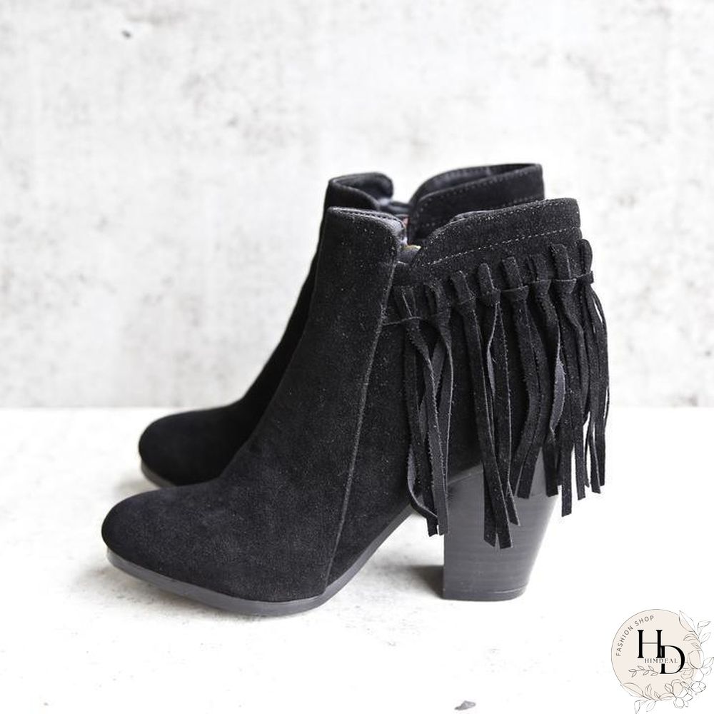 Boho Fringe Ankle Booties Winter boots