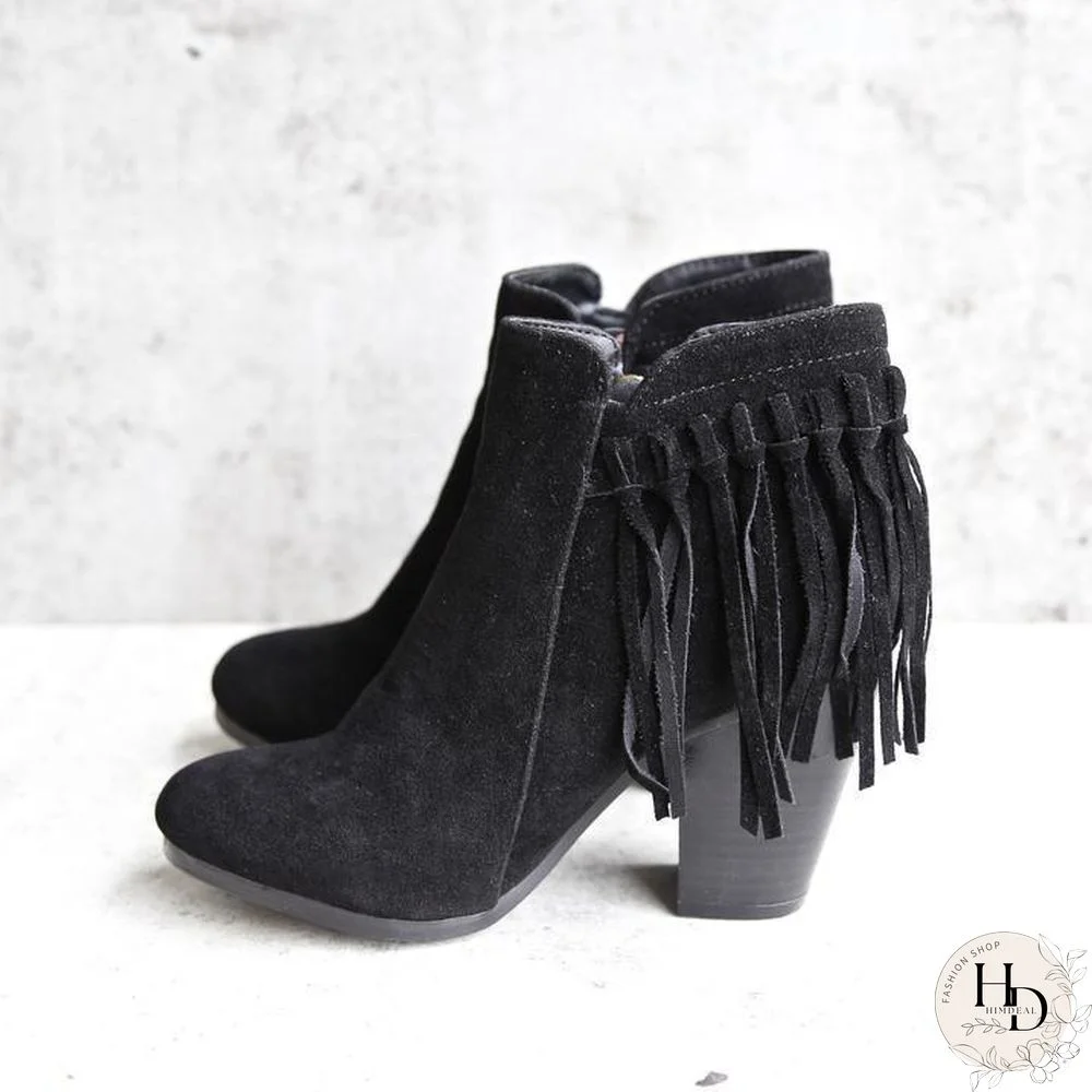 Boho Fringe Ankle Booties Winter boots