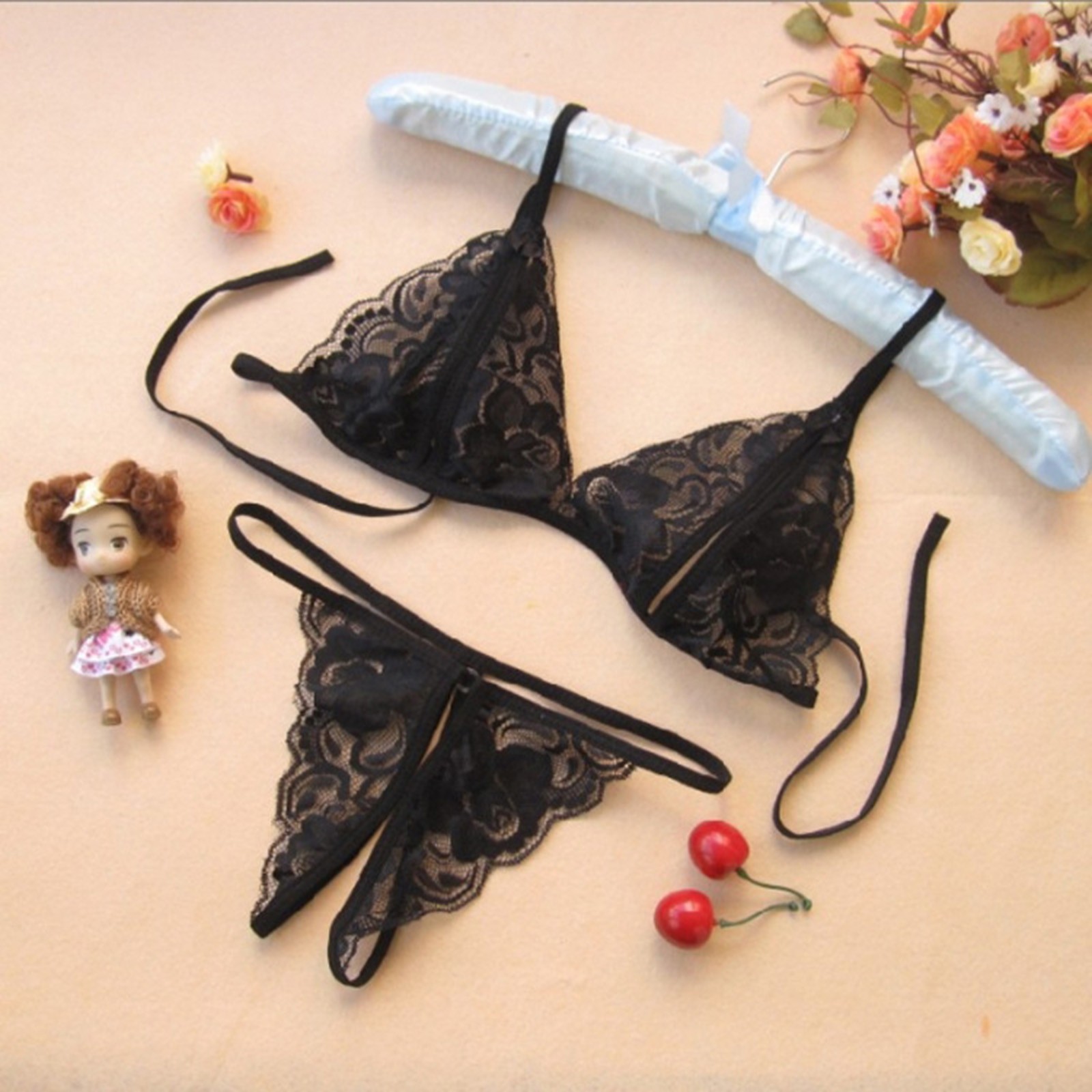 Alccn Sexy Lace Bra Brief Set Lingerie Set Women Underwear Transparent Bra Panties Sets Female Ultra-Thin Hollow Bra Sets Lingerie