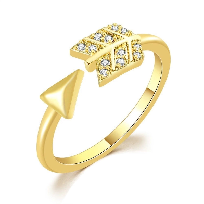 Classic Style Arrow Copper Plating Inlay Zircon Gold Plated Open Rings
