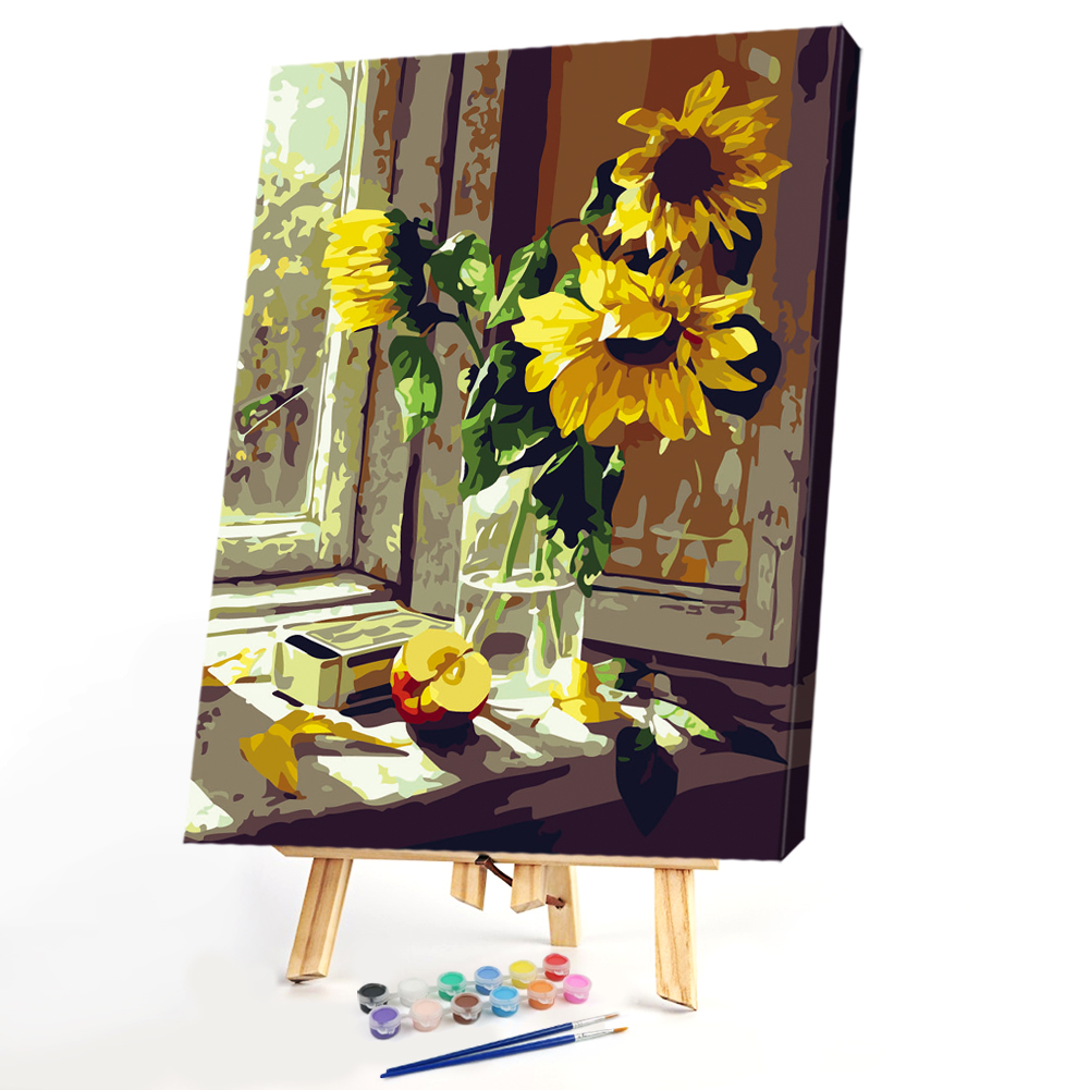 

30*40cm - Paint By Numbers - Three Sunflowers, 501 Original