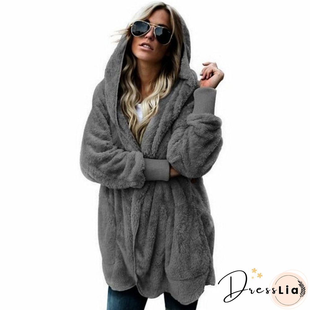 Autumn And Winter Hoodies Women Wool Warm Cotton Coat Sweatshirt Mid-length Double-sided Anti-fur Coat