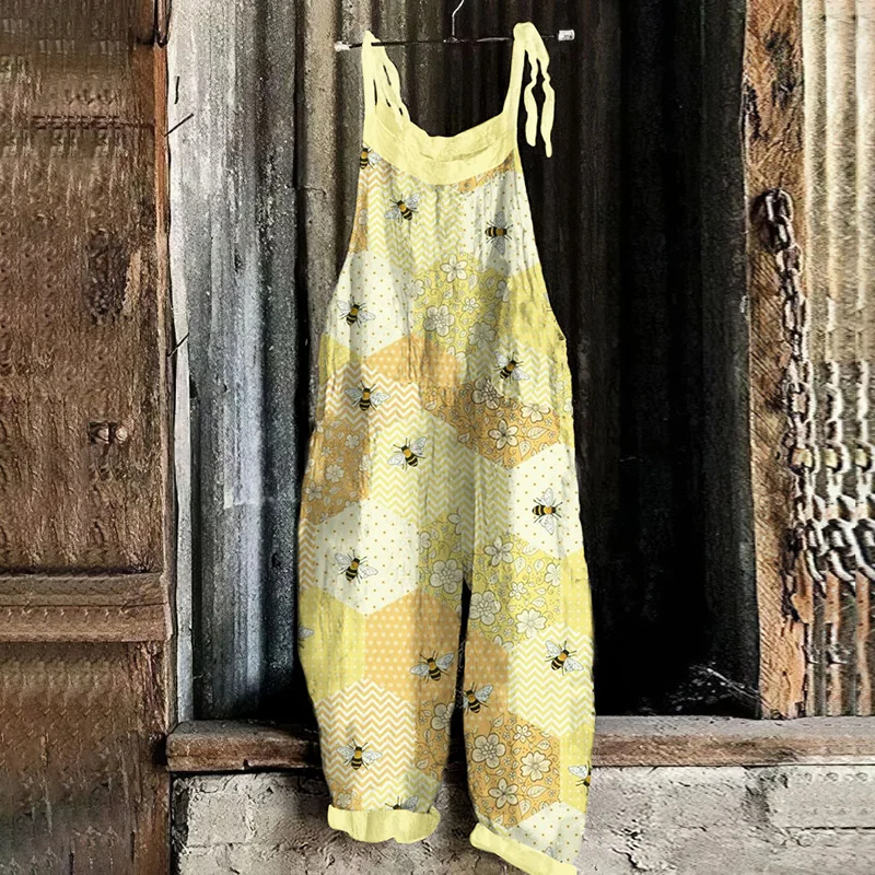 Honey Bees Pattern Spring Casual Jumpsuit