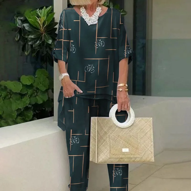 2PCS Summer Suits Women Vintage Printed Urban Tracksuit ZANZEA Two Piece Sets Casual Half Sleeve Blouse Pants Sets Matching Sets