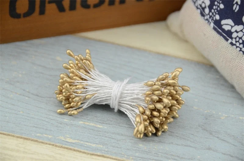 3mm 300pcs Double heads Mini Pearl Stamen Sugar Artificial Flower For Wedding Decoration DIY Scrapbooking Wreath Fake Flowers