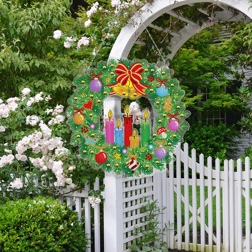 DIY Diamond Painting Art Hanging Wreath - Candle