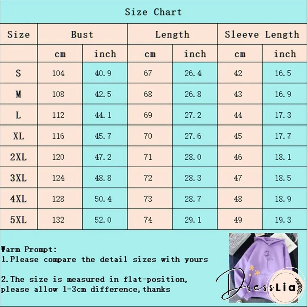 New Fashion Ladies Girls Cute Rose Flower Printed Hoodies Thin Fleece Long Sleeve Casual Pullovers Women Hooded Sweatshirts