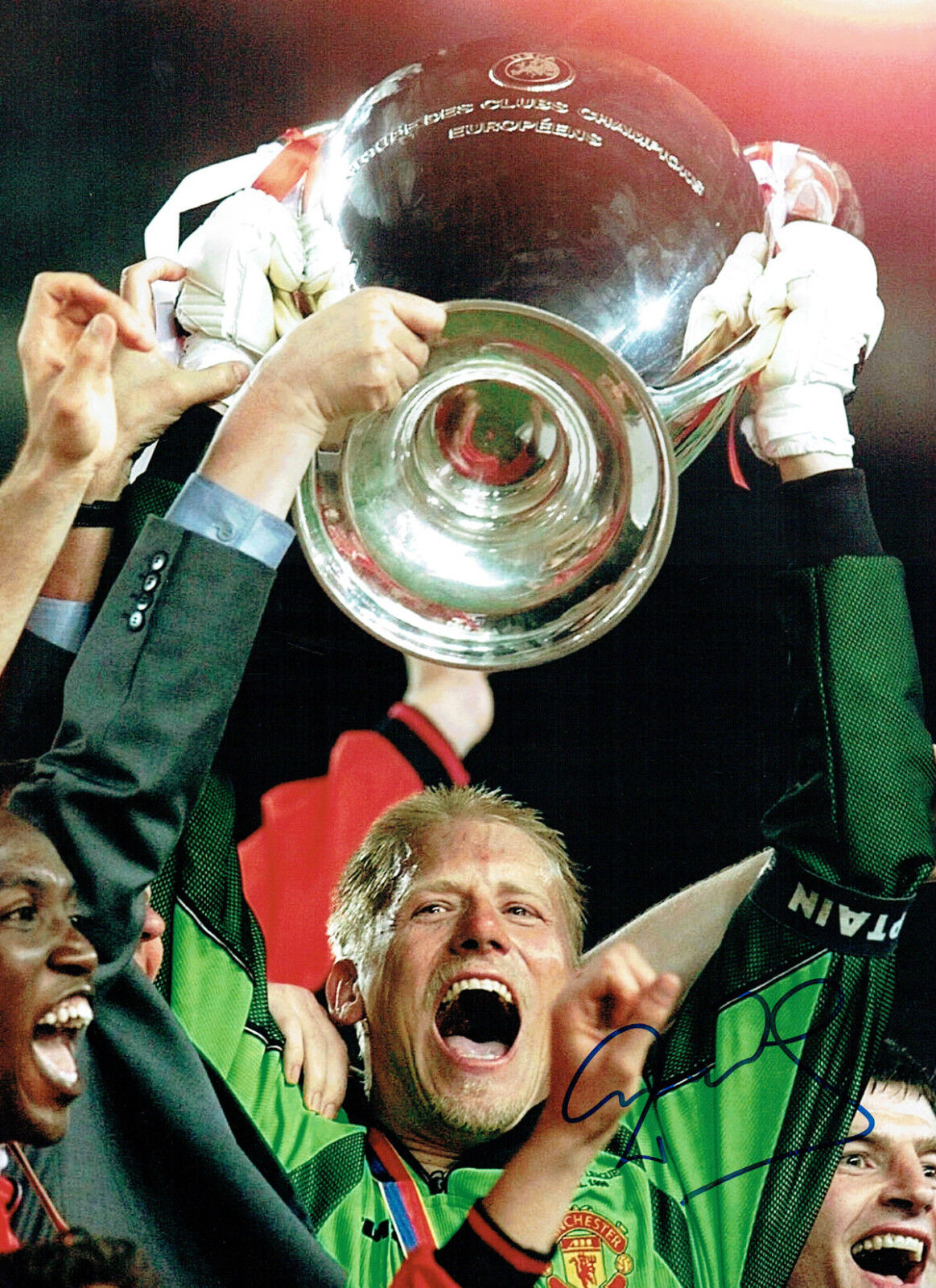 Peter SCHMEICHEL Signed Autograph Champions League Winner 16x12 Photo Poster painting AFTAL COA