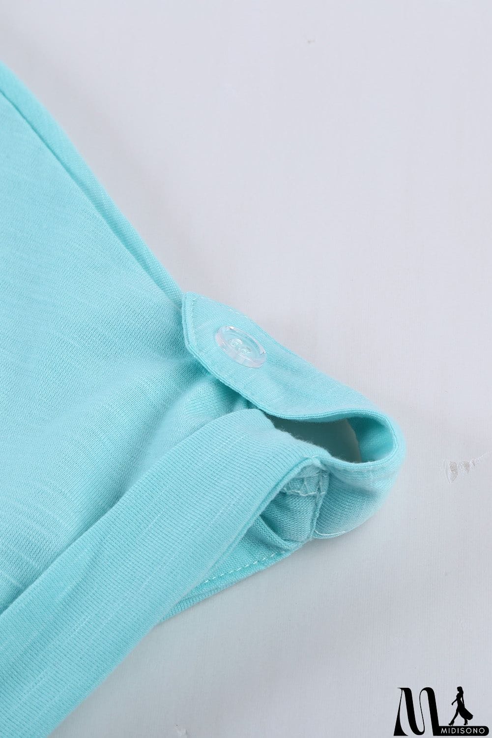 MidiSono - Buttoned Detail Cotton Blend Short Sleeve T-shirt