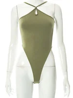 Uveng Uveng Women's Wear Spring And Summer INS Sexy Strap Big Back Hollow Tight Bottom Joined Woman