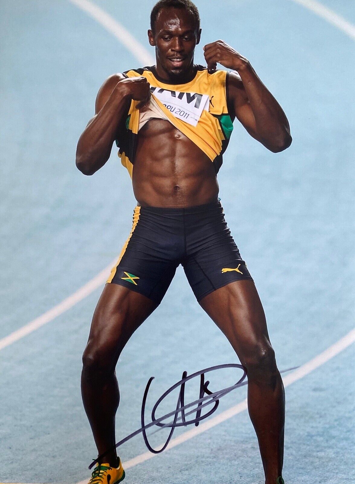 Usain Bolt Genuine Hand Signed Jamaica 14x12 Photo Poster painting - See Photo Poster painting Proof - 4