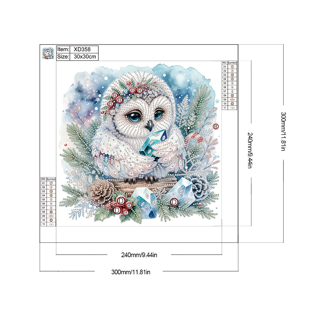 Diamond Painting - Partial Special Shaped Drill - Winter Owl(Canvas|30*30cm)
