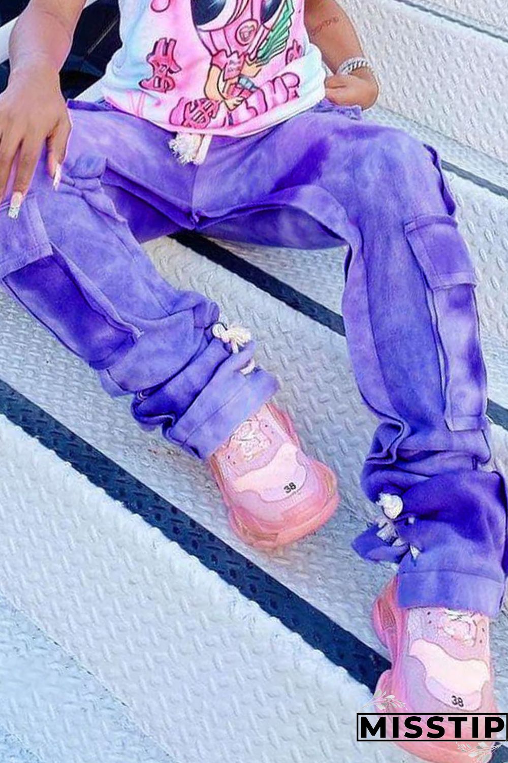 Colour Street Print Pocket Straight Mid Waist Bottoms