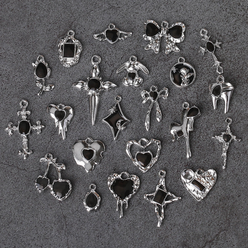 20 PCS/Package 22 * 9mm Alloy Cherry Heart Shape Rose Pendant Jewelry Accessories