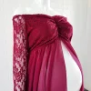 Maternity Pink Long Chiffon Photography Dress Lace Photo Shoot Prop
