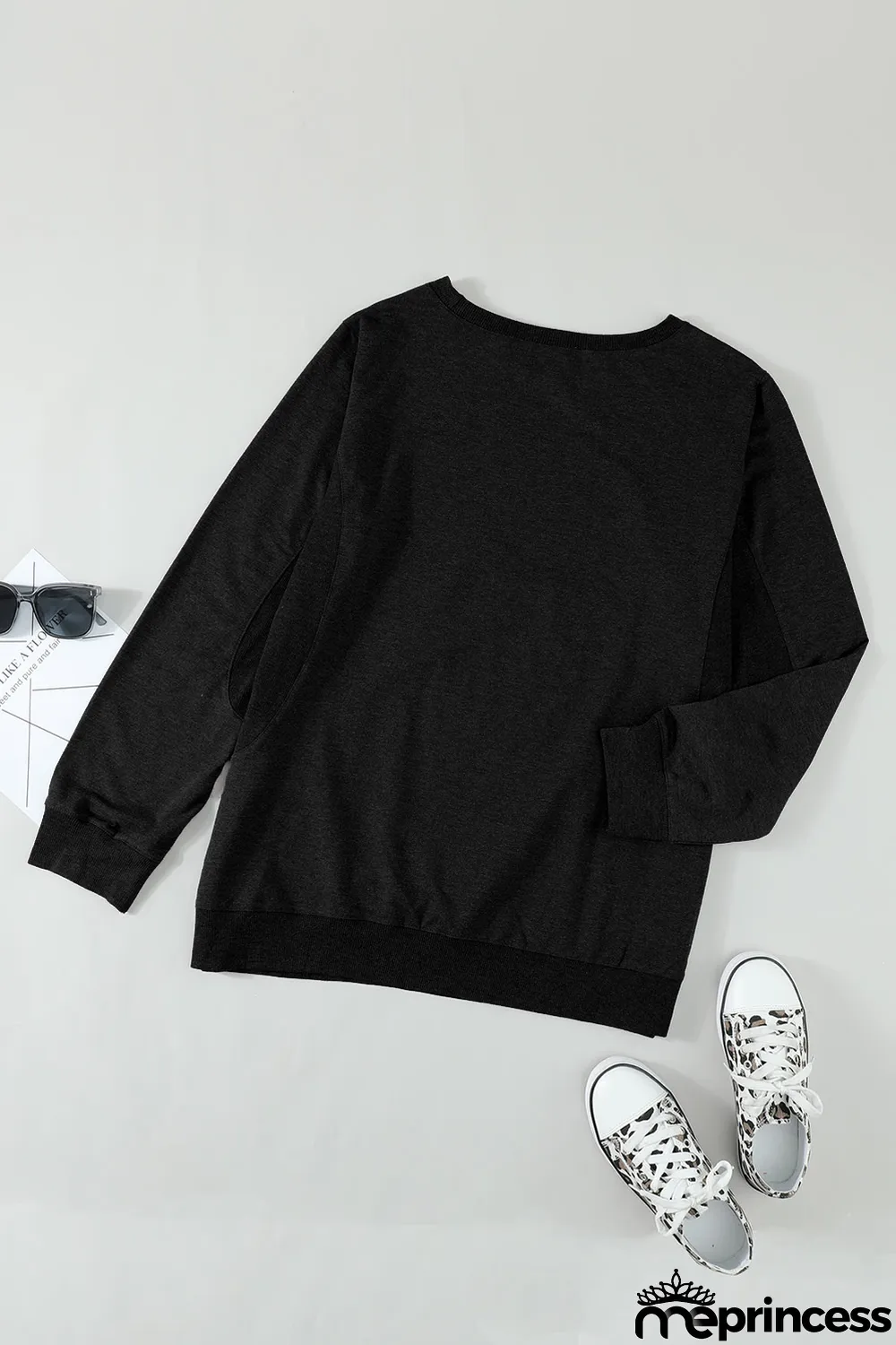 Black Wash Fleece Pullover Sweatshirt