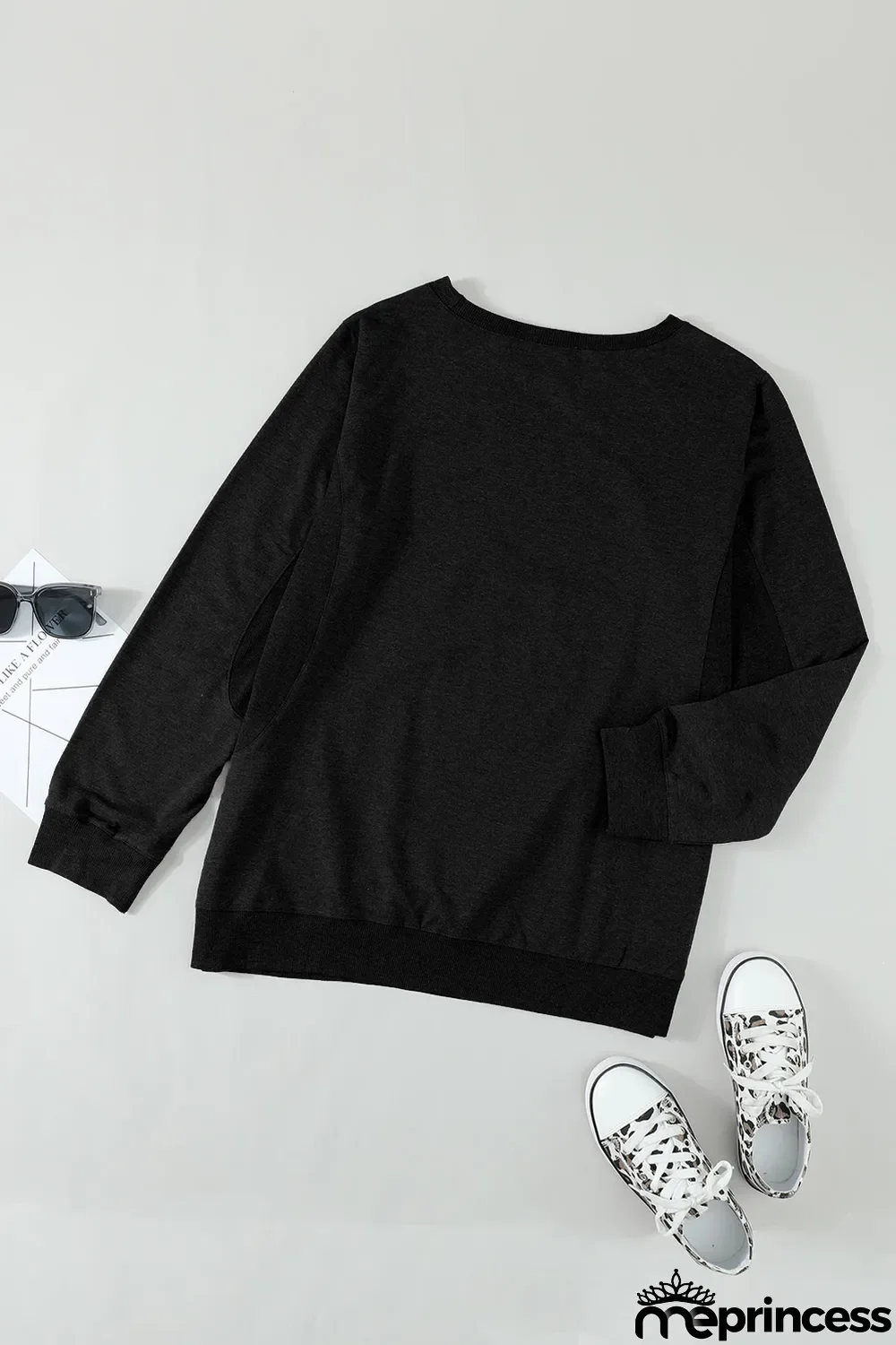 Black Wash Fleece Pullover Sweatshirt