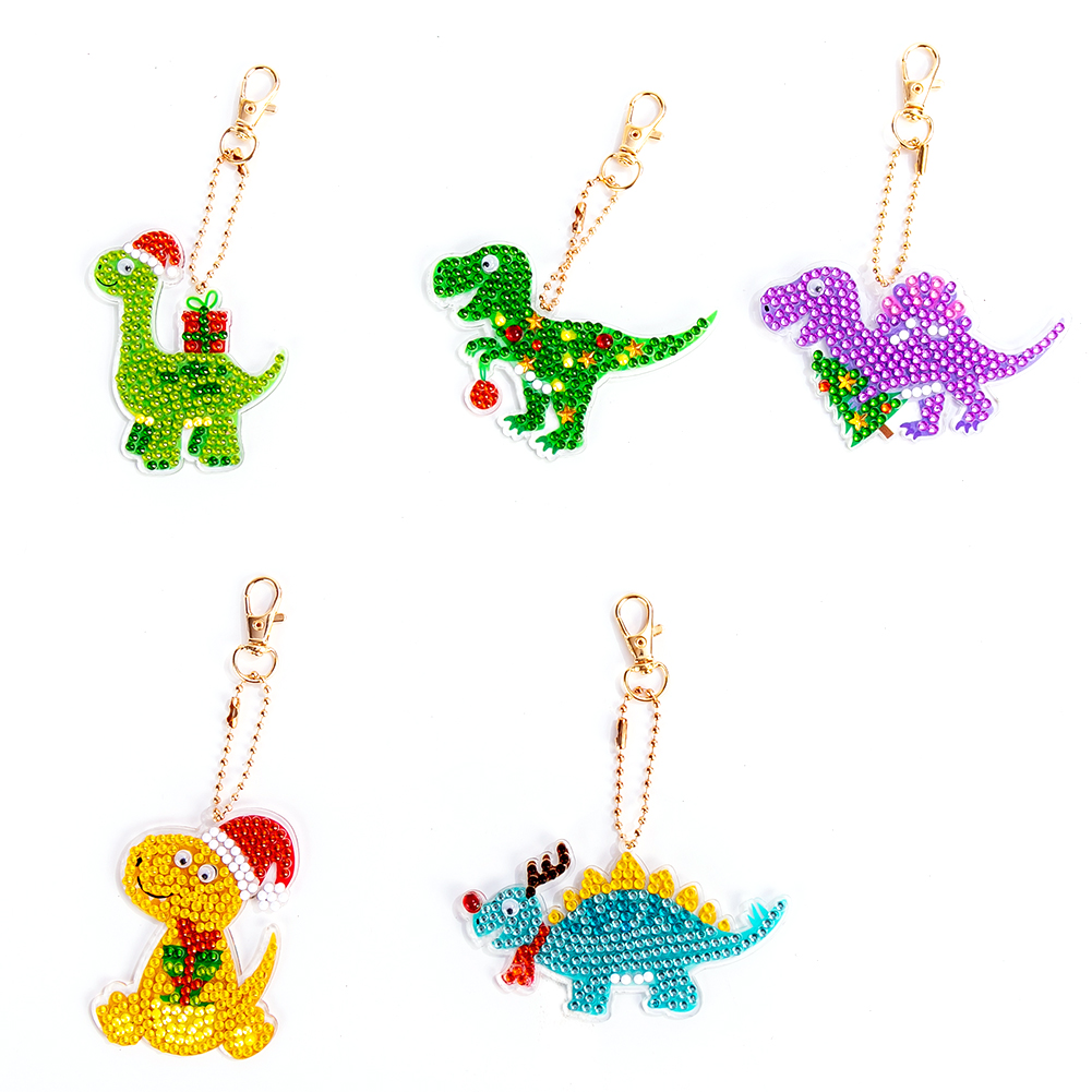

5pcs Dinosaur - 5D DIY Craft Keychain, 501 Original