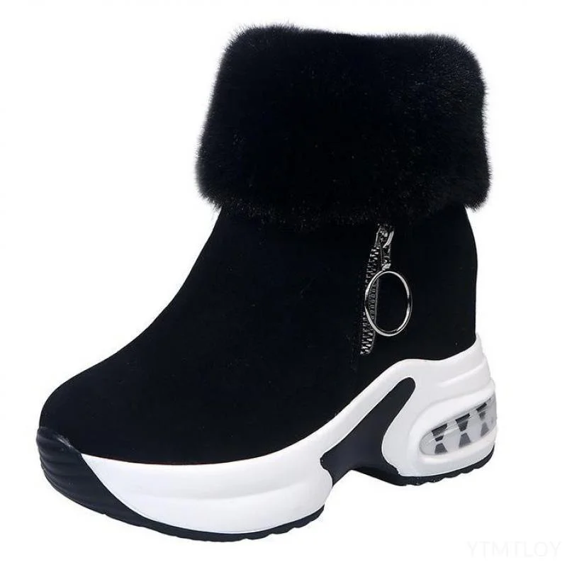 Ankle Platform Boots Warm Plush Winter Shoes Height Increasing Ladies Boot Zip Snow Winter Sneakers Zapatos Para Mujer