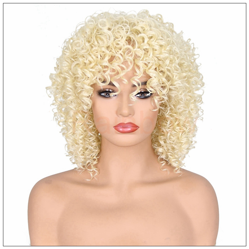 Mature Ladies Black Fluffy Small Curly Synthetic Wig