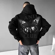 Men's Butterfly Lettering Oversized Hoodie