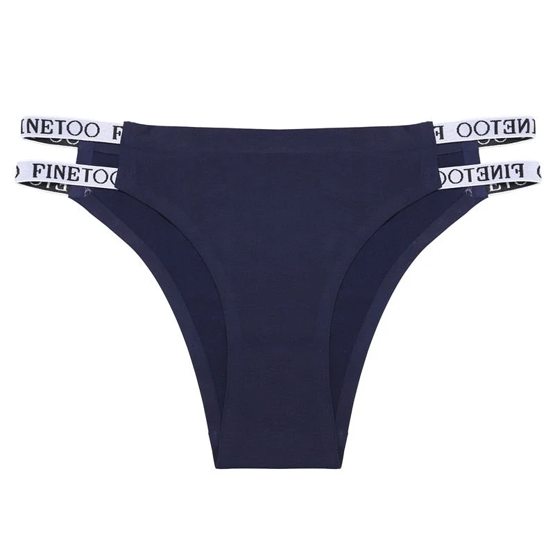 FINETOO Sexy Brazilian Panties Women Seamless Thongs M-XL Ladies Soft Underpants Smooth Letter Underwear Female Lingerie 2021