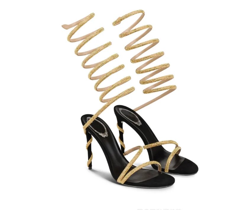 Rhinestone Ankle Wrap Stiletto Heels Round Toe One Word Belt Catwalk Silver Bottom Large Size Sandals 43