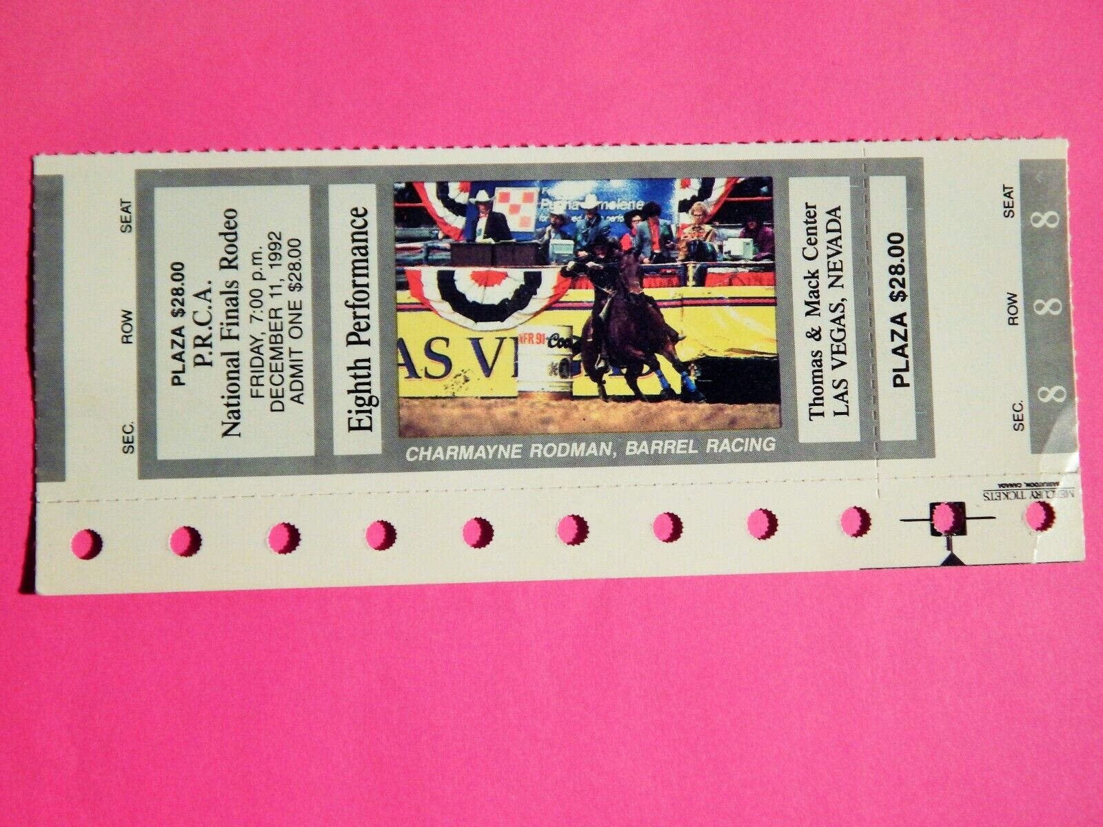 1992 NATIONAL FINALS RODEO ORIGINAL USED TICKET CHARMAYNE RODMAN COLOR Photo Poster painting