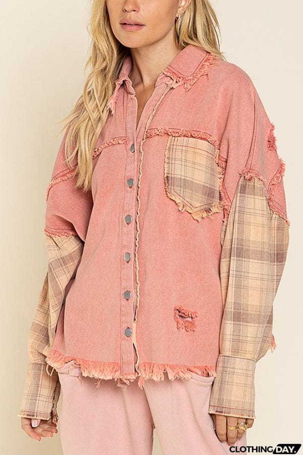 Forest Morning Plaid Button Front Shacket