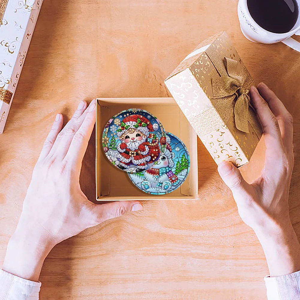 DIY Diamond Art Portable Cosmetic Mirror for Home Office Craft (Merry Christmas)