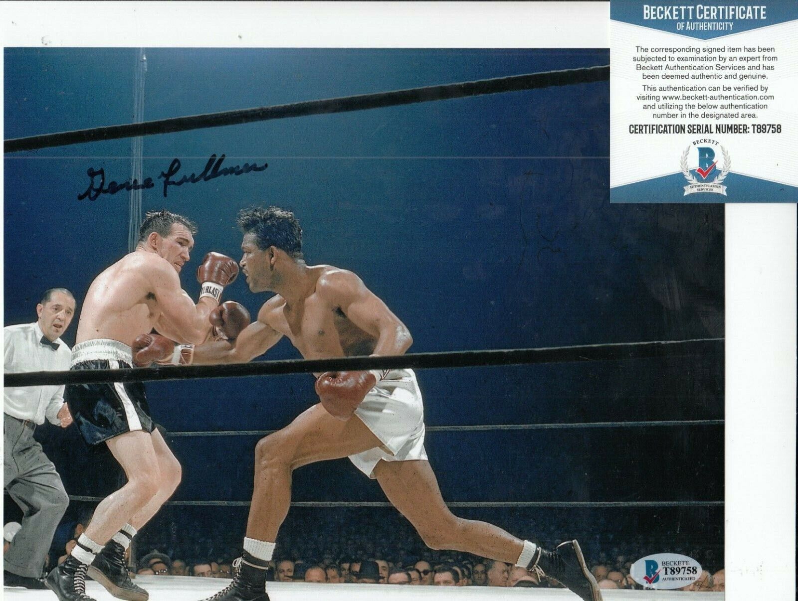 GENE FULLMER signed (BOXING) WORLD MIDDLEWIGHT CHAMPION 8X10 BECKETT BAS T89758